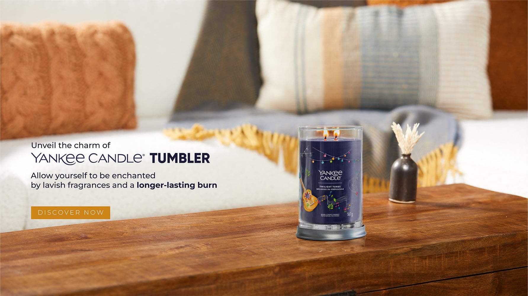 
        
          Unveil the charm of Yankee Candle Tumbler. Allow yourself to be enchanted by lavish fragrances and a longer-lasting burn
        
      