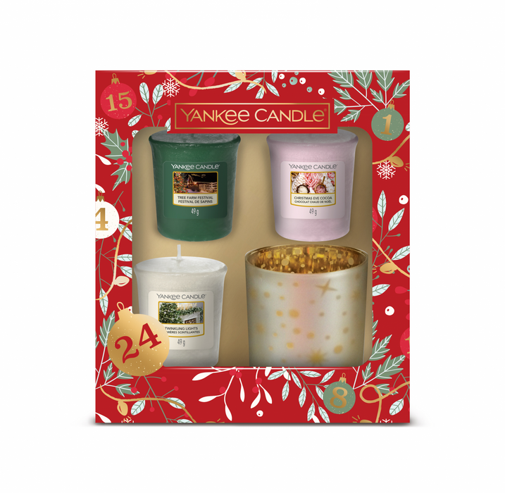 Yankee Candle Countdown To Christmas 3 Votive & 1 Holder Gift Set