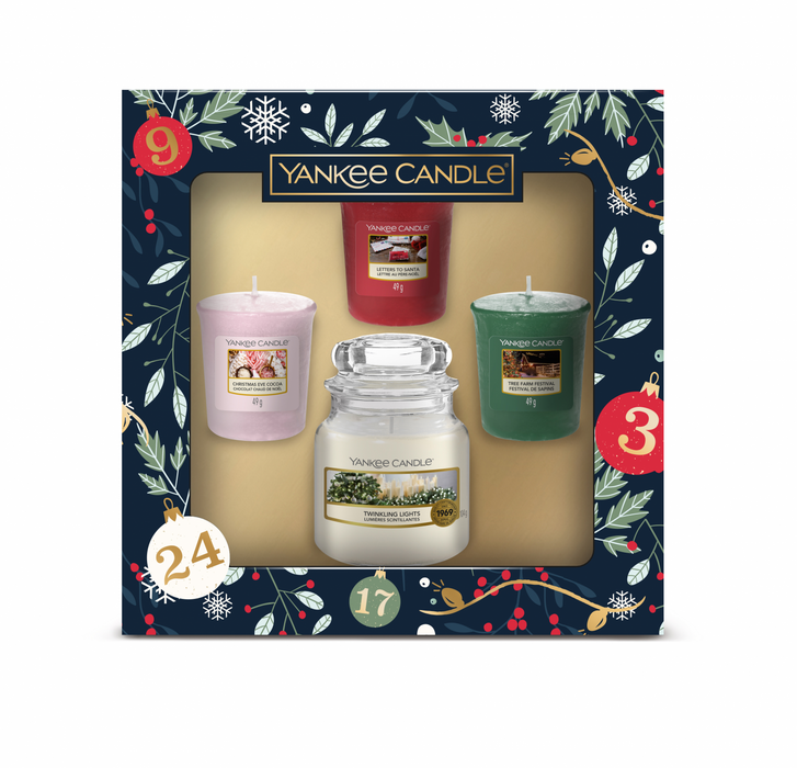Yankee Candle Countdown To Christmas 1 Small Jar & 3 Votive Gift Set
