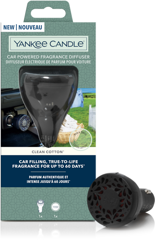 Yankee Candle Clean Cotton Car Powered Fragrance Diffuser Starter Kit