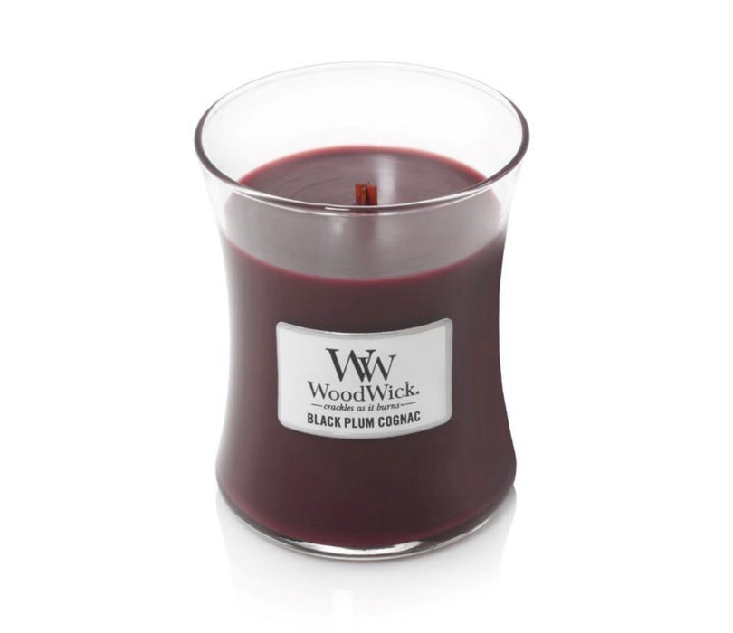 WoodWick Black Plum Cognac Medium Candle