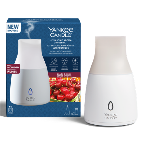 Yankee Candle Black Cherry Ultrasonic Aroma Diffuser Starter Kit